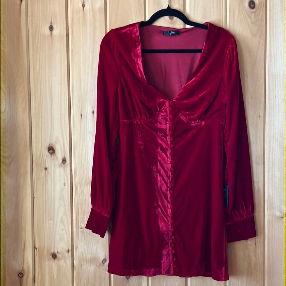 Lulu's Red Long Sleeve Dress